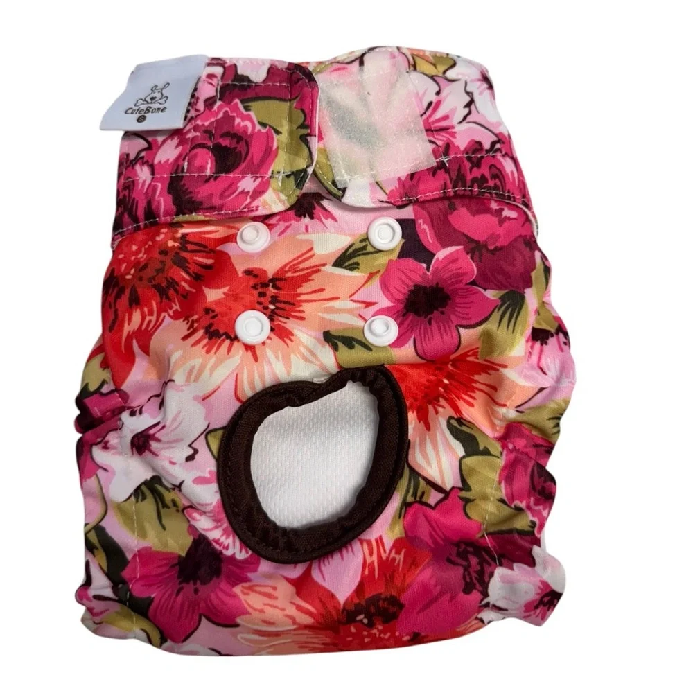 CuteBone Washable Female Dog Diapers With Floral Pattern Small